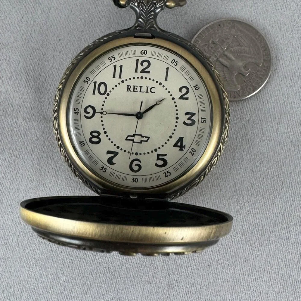 Vintage Relic Pocket Watch Chevrolet 1957 Chevy Collectable Pocket Watch W/Box - Picture 3 of 5